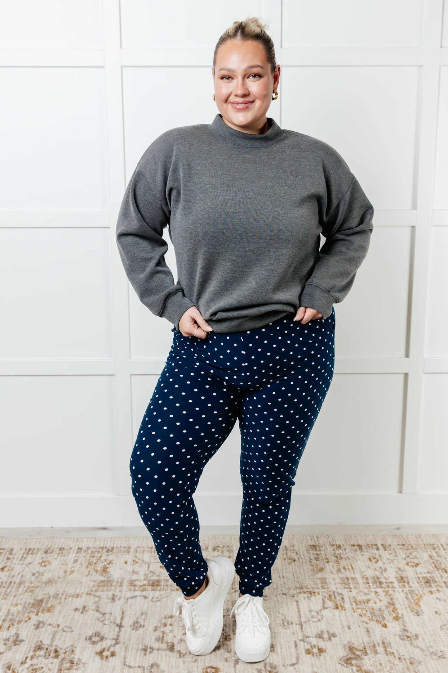 Your New Favorite Joggers in White Polka Dot